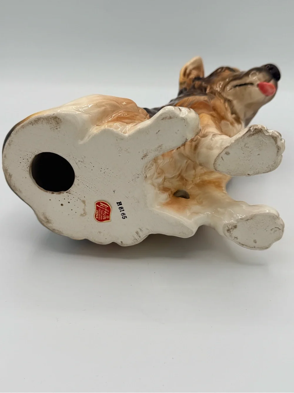 Lefton Ceramic German Shepherd Puppy Figurine - Brown & Black